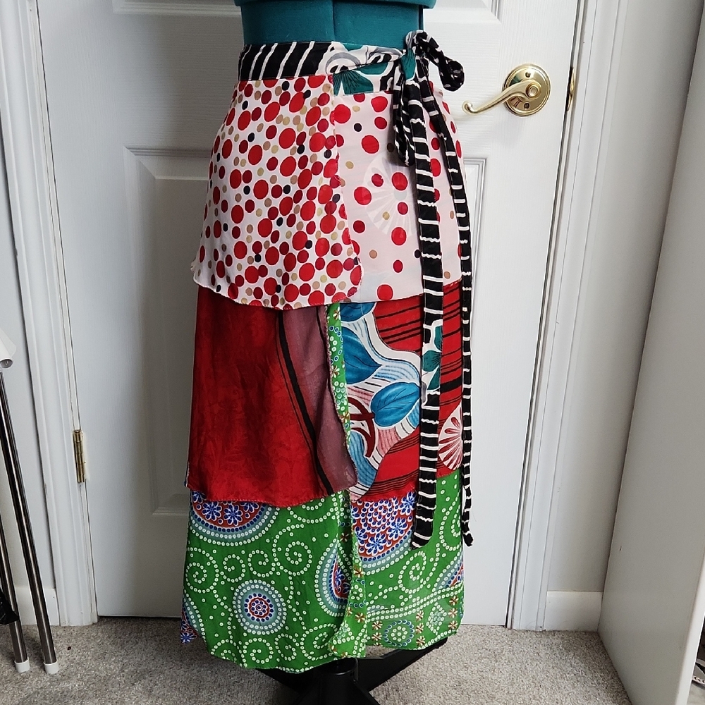 Colorful Patchwork Wrap Skirt